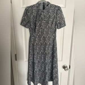 Maggy London Black & White Printed Midi Dress, Size 2